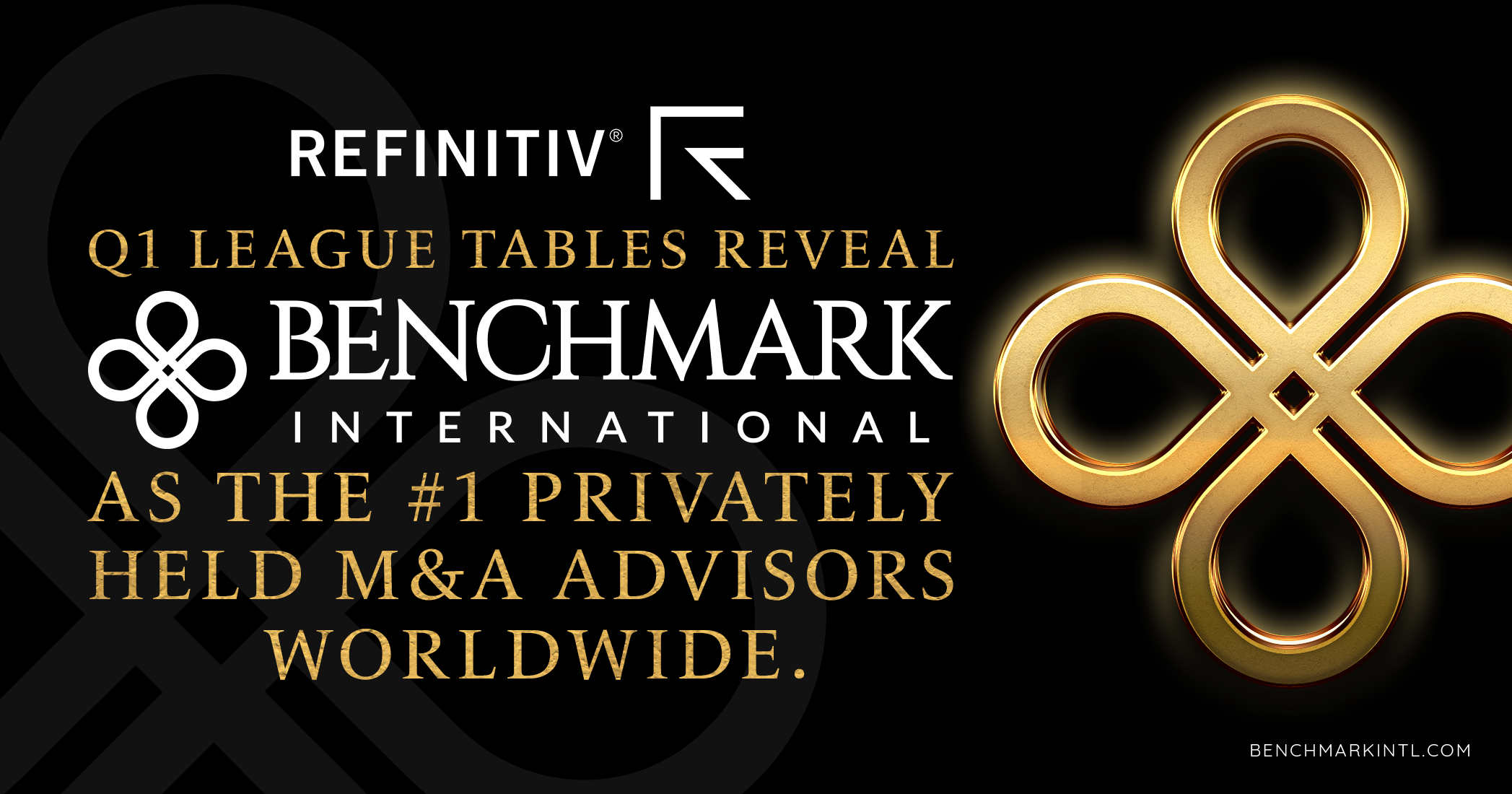 Refinitiv Q1 League Tables Reveal Benchmark as The #1 Privately Held M&A Advisors Worldwide